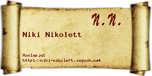 Niki Nikolett névjegykártya